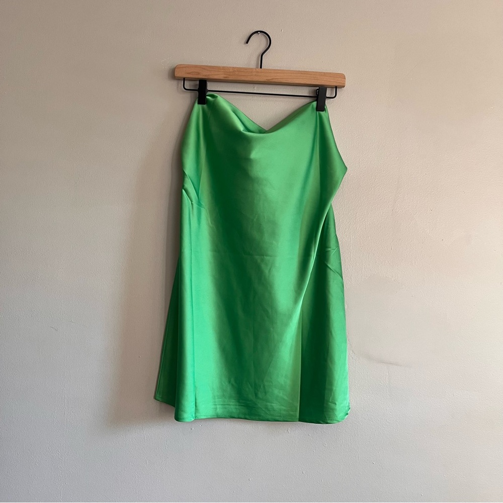 Green Mini Slip Dress tie back